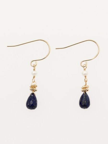 Freshwater Pearl x Drop Cut Gem Stone Earrings