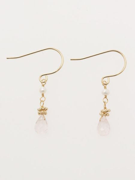 Freshwater Pearl x Drop Cut Gem Stone Earrings