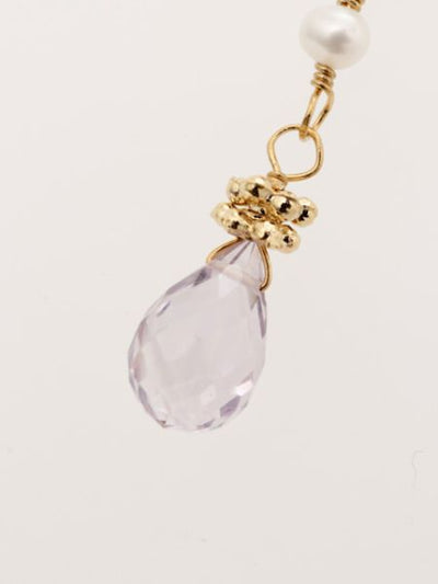 Freshwater Pearl x Drop Cut Gem Stone Earrings
