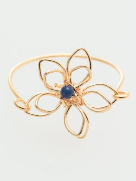 Metal Flower Ring with Gemstone