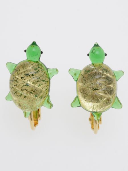 Auspicious Charm Glass Clip Earrings