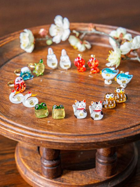 Auspicious Charm Glass Clip Earrings