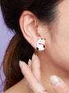 Auspicious Charm Glass Clip Earrings