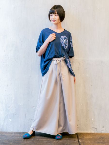 KIMONO Wide Pants - Back Pockets for Hip-up Effect