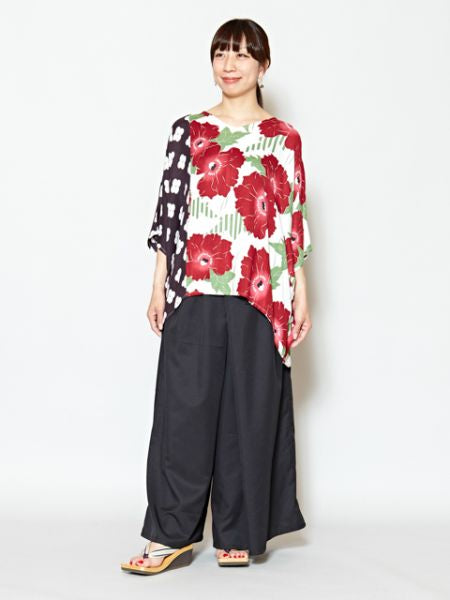 KIMONO Wide Pants - Back Pockets for Hip-up Effect