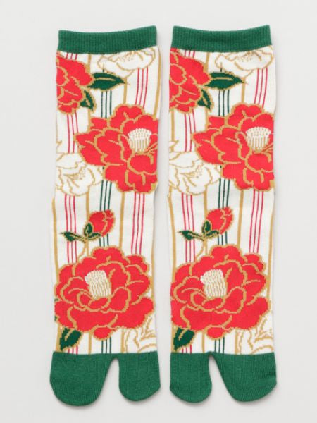 Stripe Camellia TABI Socks 23～25cm