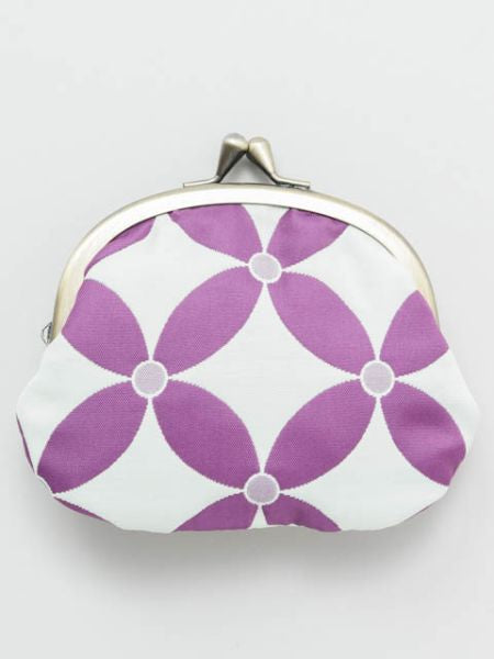 Japanese Traditional Crest Matelasse GAMAGUCHI Round Clutch Purse