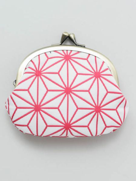 Japanese Traditional Crest Matelasse GAMAGUCHI Round Clutch Purse