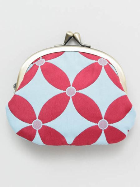 Japanese Traditional Crest Matelasse GAMAGUCHI Round Clutch Purse