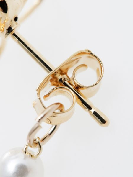 Wire Flower Tassel Stud Earrings