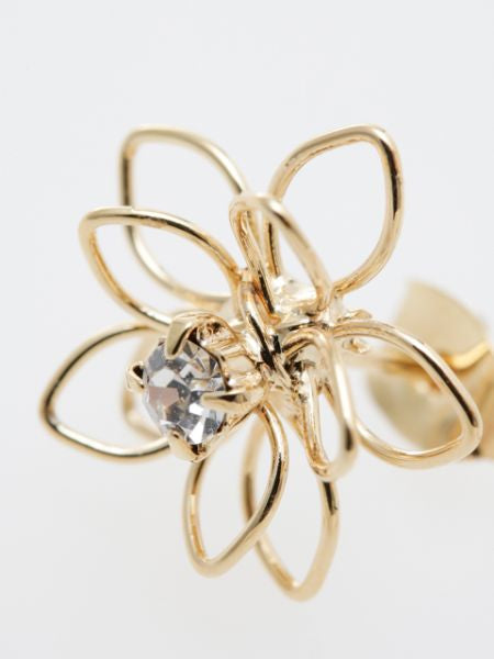 Wire Flower Tassel Stud Earrings