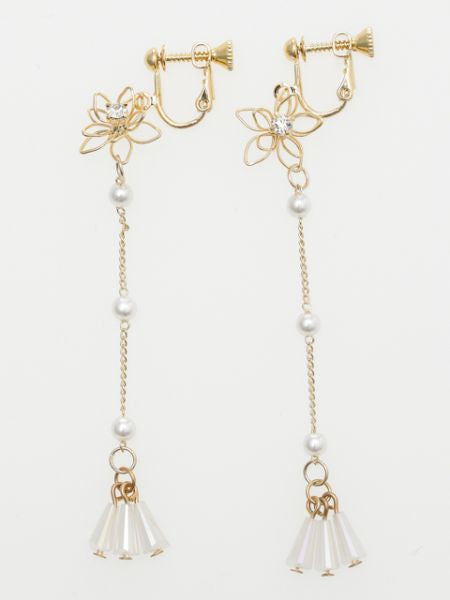 Wire Flower Tassel Earrings