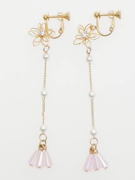 Wire Flower Tassel Earrings