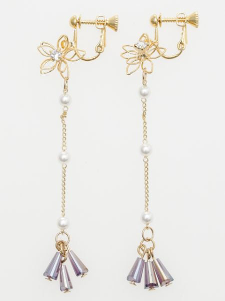 Wire Flower Tassel Earrings