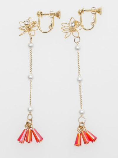 Wire Flower Tassel Earrings