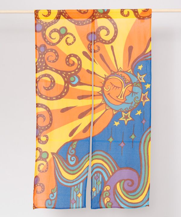 Trippy Sun & Moon NOREN Door Curtain Curtains by AMINA - Ametsuchi
