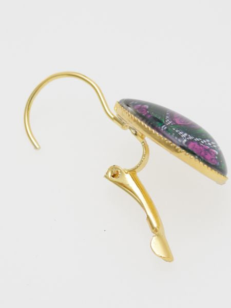 African Fabric Pattern Glass Earrings