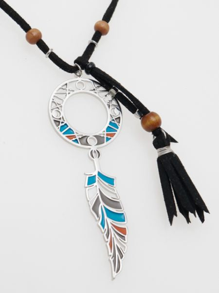 Stained Glass Style Tassel Necklace