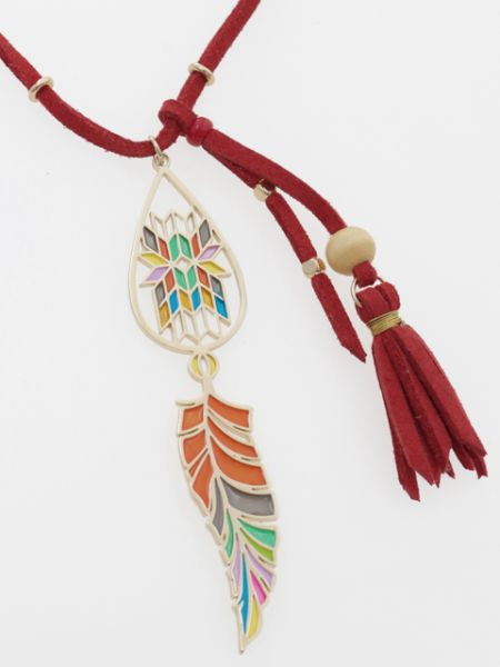 Stained Glass Style Tassel Necklace