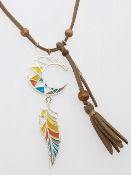 Stained Glass Style Tassel Necklace