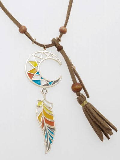 Stained Glass Style Tassel Necklace