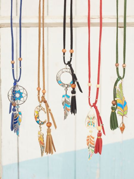 Stained Glass Style Tassel Necklace