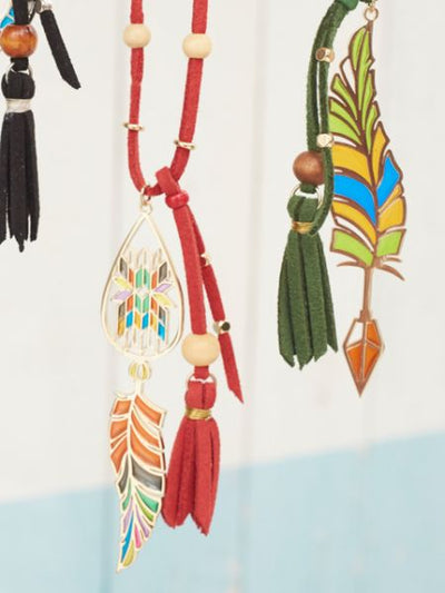 Stained Glass Style Tassel Necklace