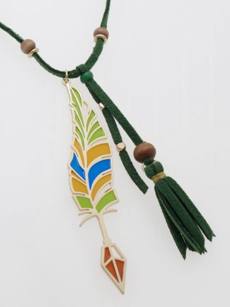 Stained Glass Style Tassel Necklace