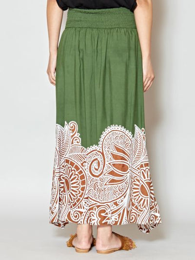 Ethnic Flower Print Long Skirt